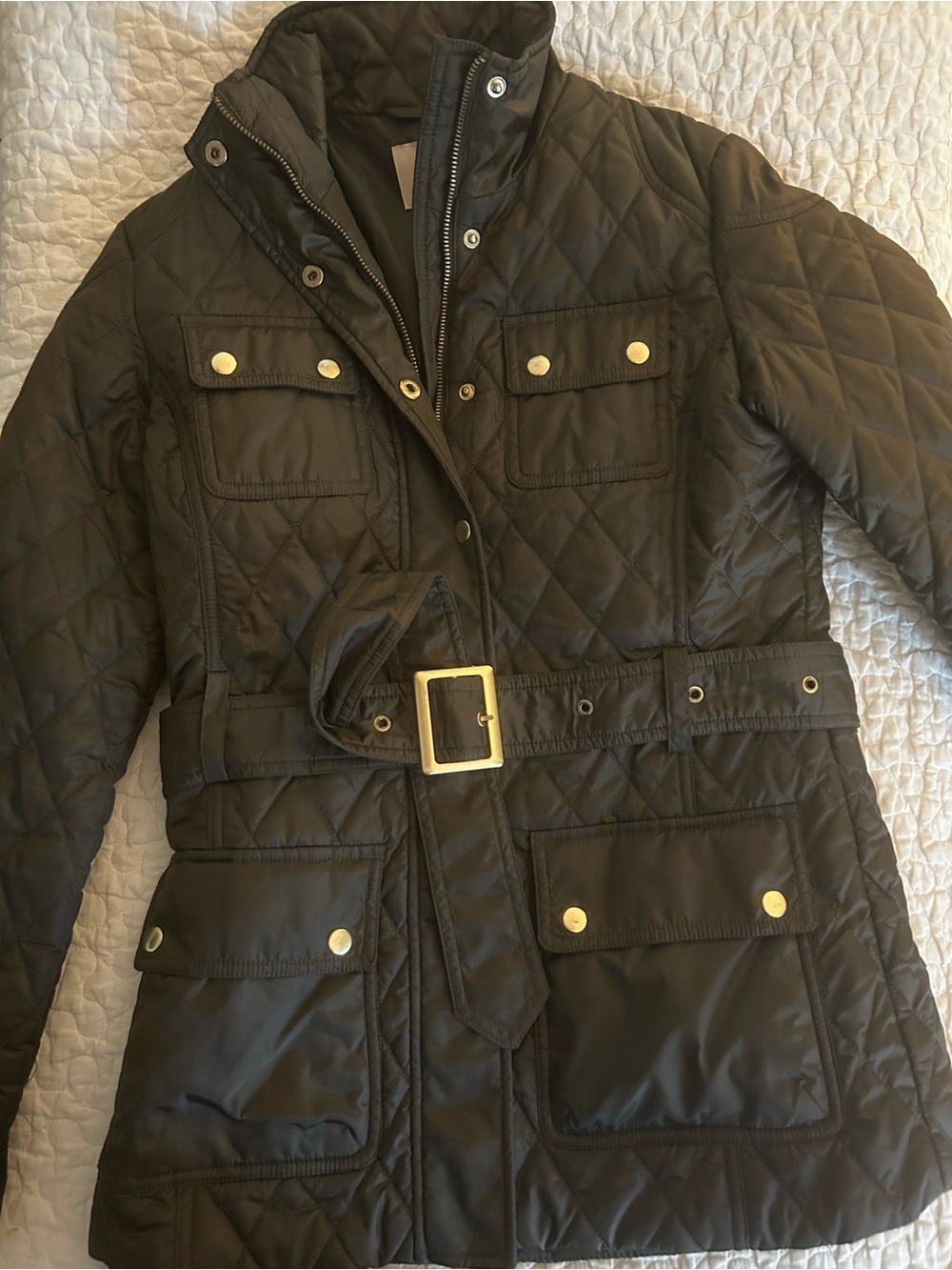 Banana Republic Quilted Belted Women's Jacket in Dark Olive
